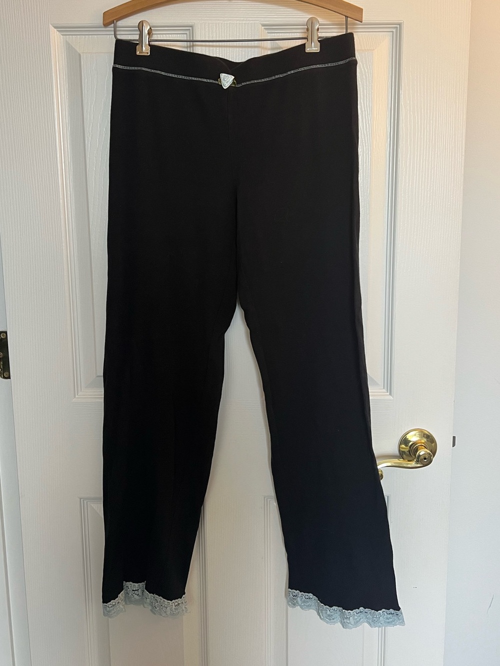 Vintage Y2K 100% Cotton Black Ribbed Sleep Pants